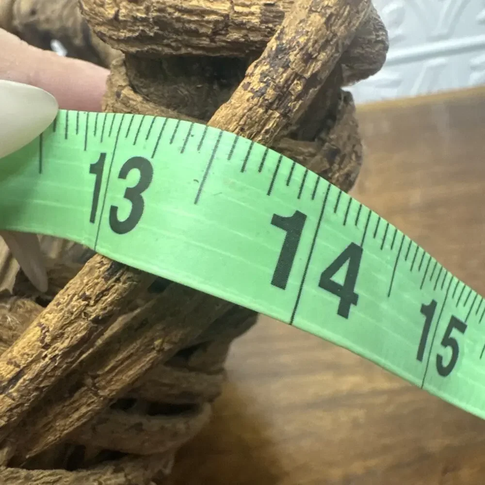 Unique Woven Basket Twisted Vine Branch Handle Wood Brown Gatherer
